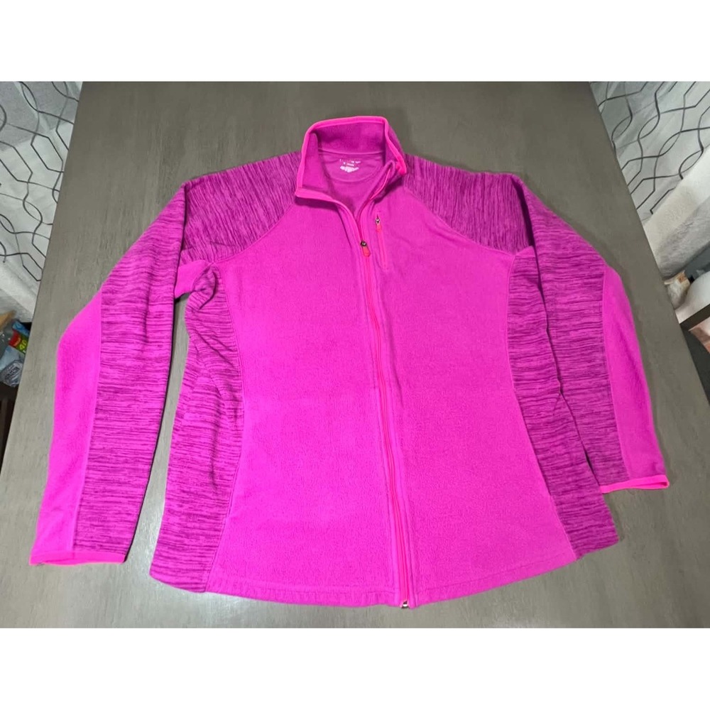 ZeroXposur Womens 2X Pink Full Zip Fleece Jacket Space Dye Activewear Mock Neck